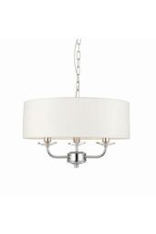Netlighting Nixon 3 Light Multi Arm Ceiling Pendant Nickel Plate White Silk Effect E14 in Grey