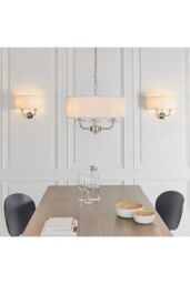 Netlighting Nixon 3 Light Multi Arm Ceiling Pendant Nickel Plate White Silk Effect E14 in Grey - thumbnail 2