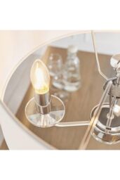 Netlighting Nixon 3 Light Multi Arm Ceiling Pendant Nickel Plate White Silk Effect E14 in Grey - thumbnail 5
