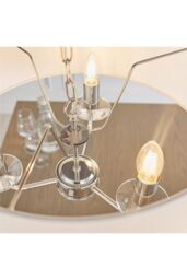Netlighting Nixon 3 Light Multi Arm Ceiling Pendant Nickel Plate White Silk Effect E14 in Grey - thumbnail 3