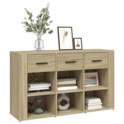 Berkfield Home Sideboard Sonoma Oak 100x30x59.5 cm Engineered Wood in Brown - thumbnail 4