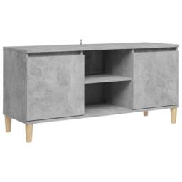 Berkfield Home TV Cabinet with Solid Wood Legs Concrete Grey 103.5x35x50 cm - thumbnail 3