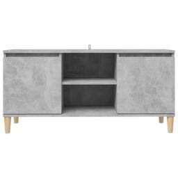Berkfield Home TV Cabinet with Solid Wood Legs Concrete Grey 103.5x35x50 cm - thumbnail 5