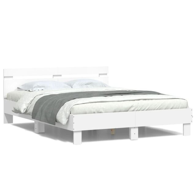 Berkfield Home Bed Frame with LED without Mattress White 150x200 cm King Size - image 1