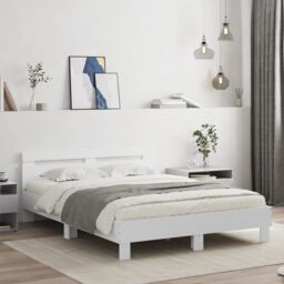 Berkfield Home Bed Frame with LED without Mattress White 150x200 cm King Size - thumbnail 3