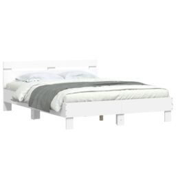 Berkfield Home Bed Frame with LED without Mattress White 150x200 cm King Size - thumbnail 5