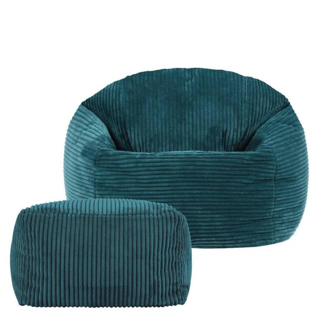 icon Kids Corduroy Beanbag & Foostool in Teal - image 1