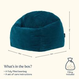 icon Kids Corduroy Beanbag & Foostool in Teal - thumbnail 6