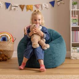 icon Kids Corduroy Beanbag & Foostool in Teal - thumbnail 2