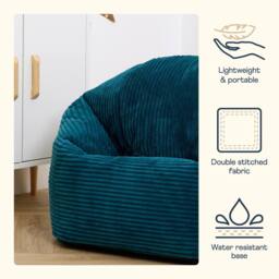 icon Kids Corduroy Beanbag & Foostool in Teal - thumbnail 5