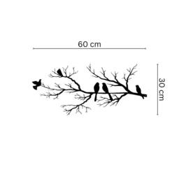 "Decortie 'Birds on Branch"" Metal Line Art Wall Decor 60x30 in Black" - thumbnail 3