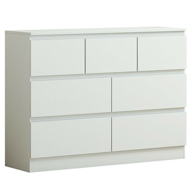 SquareBoxx Fairfield Matt Minimalist Chest of Draws 7 Draw in White - image 1