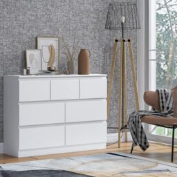 SquareBoxx Fairfield Matt Minimalist Chest of Draws 7 Draw in White - thumbnail 2