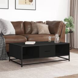 Berkfield Home Coffee Table Black 100x57x35 cm Engineered Wood & Metal - Size: 100 x 57 x 35 cm - thumbnail 3