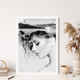 ARTZE Abstract & Beach Fashion Black & White Photo Framed Print SIZE: A3 with White Frame - Size: A4 - thumbnail 2