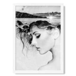 ARTZE Abstract & Beach Fashion Black & White Photo Framed Print SIZE: A3 with White Frame - Size: A4 - thumbnail 1