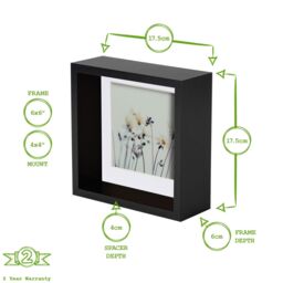 "Nicola Spring 3D Deep Box Photo Frames - 6 x 6"" with 4 x 4"" Mount - White Mount - Pack of 2" - thumbnail 4