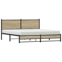 Berkfield Home Metal Bed Frame without Mattress Sonoma Oak 180x200 cm Super King in Light Tan - thumbnail 3