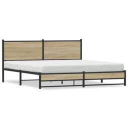 Berkfield Home Metal Bed Frame without Mattress Sonoma Oak 180x200 cm Super King in Light Tan - thumbnail 1