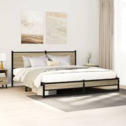 Berkfield Home Metal Bed Frame without Mattress Sonoma Oak 180x200 cm Super King in Light Tan - thumbnail 2