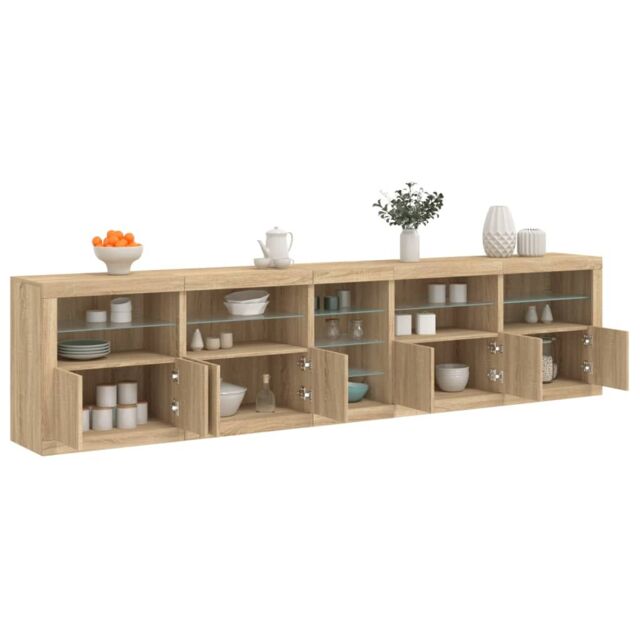 Berkfield Home Sideboard with LED Lights Sonoma Oak 283x37x67 cm in Brown - Size: 283 x 37 x 67 cm - image 1