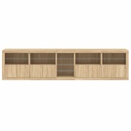 Berkfield Home Sideboard with LED Lights Sonoma Oak 283x37x67 cm in Brown - Size: 283 x 37 x 67 cm - thumbnail 7