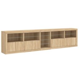 Berkfield Home Sideboard with LED Lights Sonoma Oak 283x37x67 cm in Brown - Size: 283 x 37 x 67 cm - thumbnail 6