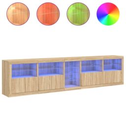 Berkfield Home Sideboard with LED Lights Sonoma Oak 283x37x67 cm in Brown - Size: 283 x 37 x 67 cm - thumbnail 5
