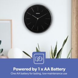 Geepas Wall Clock Battery Operated Silent Non-Ticking Analog Clock, Black in Jet Black - thumbnail 6