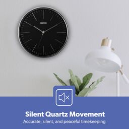 Geepas Wall Clock Battery Operated Silent Non-Ticking Analog Clock, Black in Jet Black - thumbnail 3