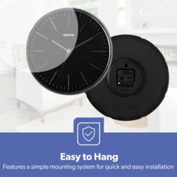 Geepas Wall Clock Battery Operated Silent Non-Ticking Analog Clock, Black in Jet Black - thumbnail 5