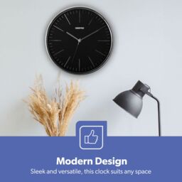 Geepas Wall Clock Battery Operated Silent Non-Ticking Analog Clock, Black in Jet Black - thumbnail 4