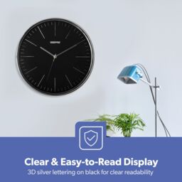 Geepas Wall Clock Battery Operated Silent Non-Ticking Analog Clock, Black in Jet Black - thumbnail 7