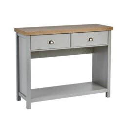 Home Source Console Table 2 Drawer Telephone Table 36mm Oak Top Hallway Storage in Grey - thumbnail 8