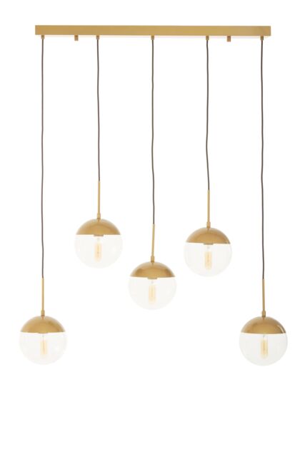 Orsina Industrial Chrome 5 Pendant Light, Adjustable Globe Pendant Ceiling Light for Dining Table, Hanging Light in Gold - image 1
