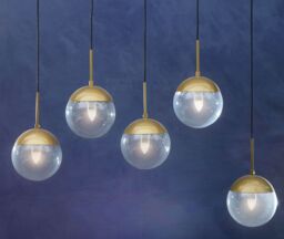 Orsina Industrial Chrome 5 Pendant Light, Adjustable Globe Pendant Ceiling Light for Dining Table, Hanging Light in Gold - thumbnail 2