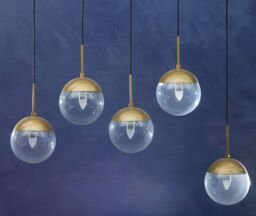 Orsina Industrial Chrome 5 Pendant Light, Adjustable Globe Pendant Ceiling Light for Dining Table, Hanging Light in Gold - thumbnail 3