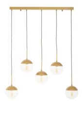 Orsina Industrial Chrome 5 Pendant Light, Adjustable Globe Pendant Ceiling Light for Dining Table, Hanging Light in Gold - thumbnail 1