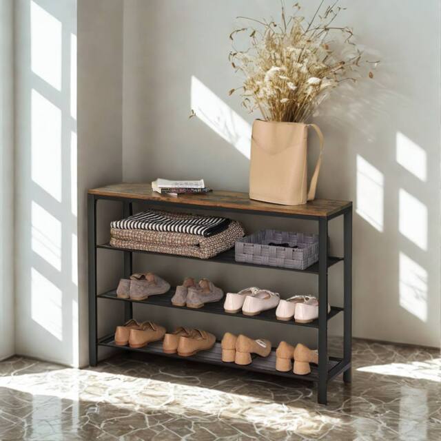 Pirlo Plush 4 Tier Shoe Rack Hallway Storage Organiser in Brown - image 1
