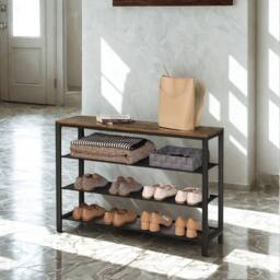 Pirlo Plush 4 Tier Shoe Rack Hallway Storage Organiser in Brown - thumbnail 3
