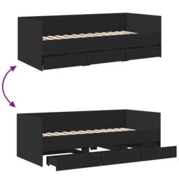 Berkfield Home Versatile Daybed with Drawers without Mattress Black 75x190 cm Sm - thumbnail 8