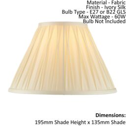 Loops Tapered Cylinder Lamp Shade - Ivory Silk - 60W E27 or B22 - Living Room - e10067 - thumbnail 2