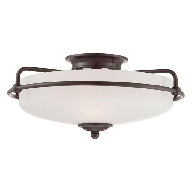 Netlighting Quoizel Griffin Bowl Semi Flush Ceiling Light Palladian Bronze in Brown