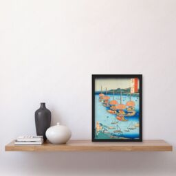Artery8 Tsushima, Tenno Festival Owari Province Utagawa Hiroshige Japan Woodblock Artwork Framed Wall Art Print A4 in Black - thumbnail 2
