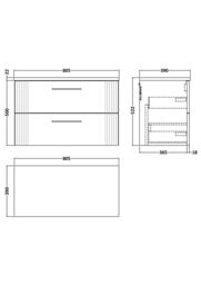 Balterley 2 Drawer Wall Hung Vanity Unit Marble Laminate Worktop, Blue 800mm - thumbnail 7