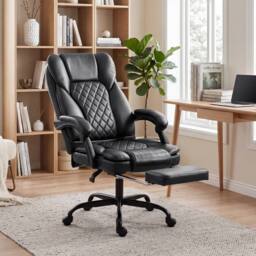 HOMCOM Home Office Chair Reclining Function High Back, Black