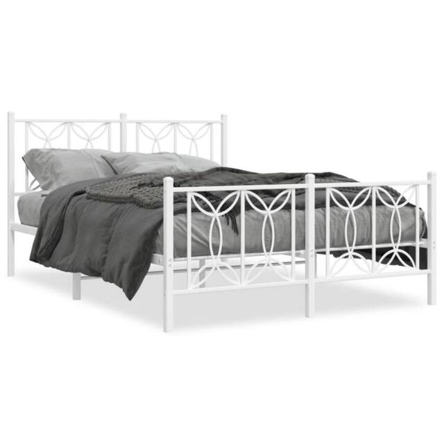 Berkfield Home Metal Bed Frame without Mattress with Footboard White 140x200cm - Size: 140x200 cm - image 1