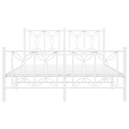 Berkfield Home Metal Bed Frame without Mattress with Footboard White 140x200cm - Size: 140x200 cm - thumbnail 4