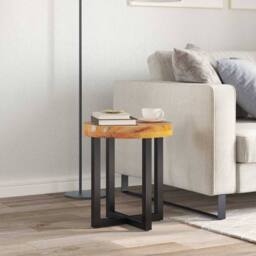 Berkfield Home Durable Coffee Table 40x45 cm Solid Teak Wood & Polyresin - thumbnail 2