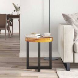 Berkfield Home Durable Coffee Table 40x45 cm Solid Teak Wood & Polyresin - thumbnail 1